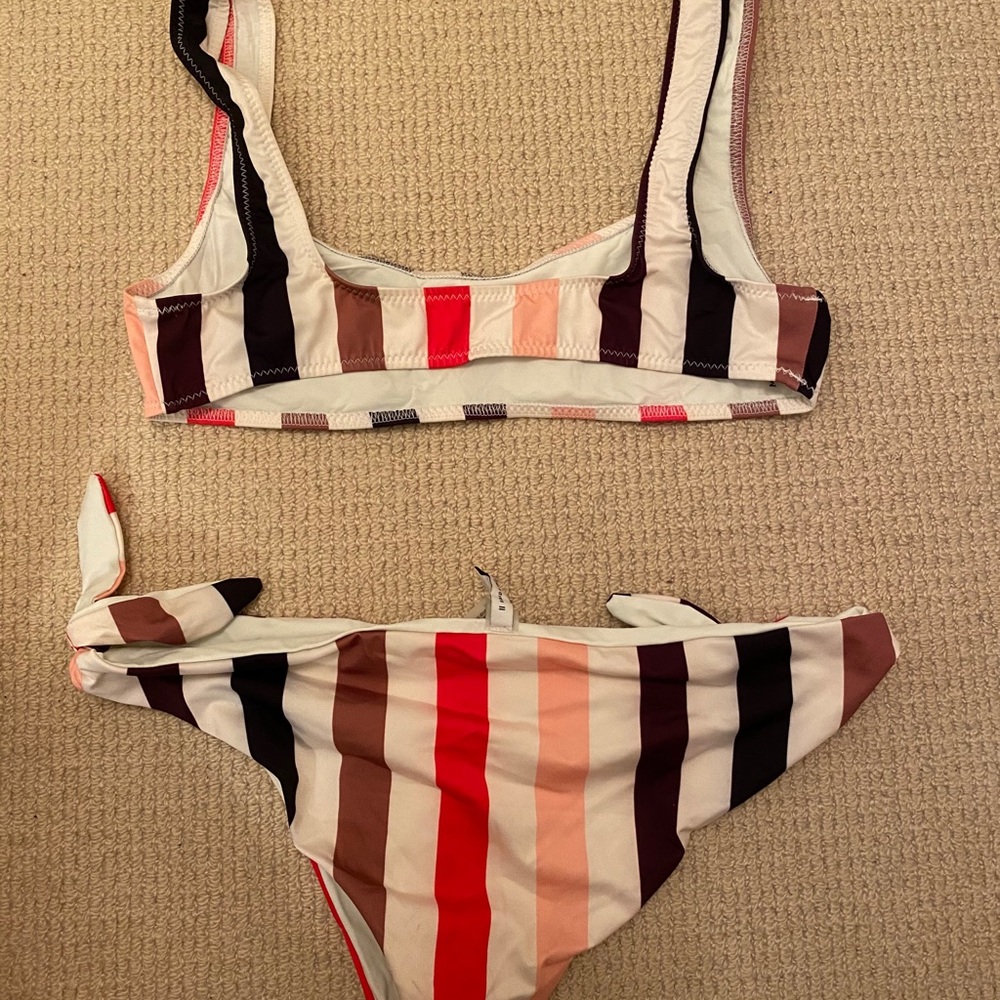 Solid And Stripped Bathing Suit (Lipstick) - image 3